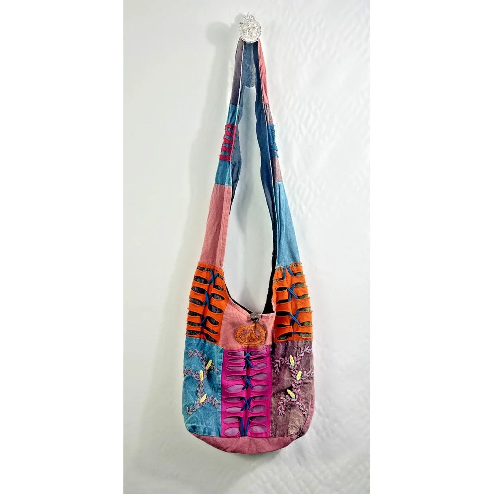 Boho Hippie Patchwork Hobo Purse‎ Shoulder Crossbody Bag Colorful